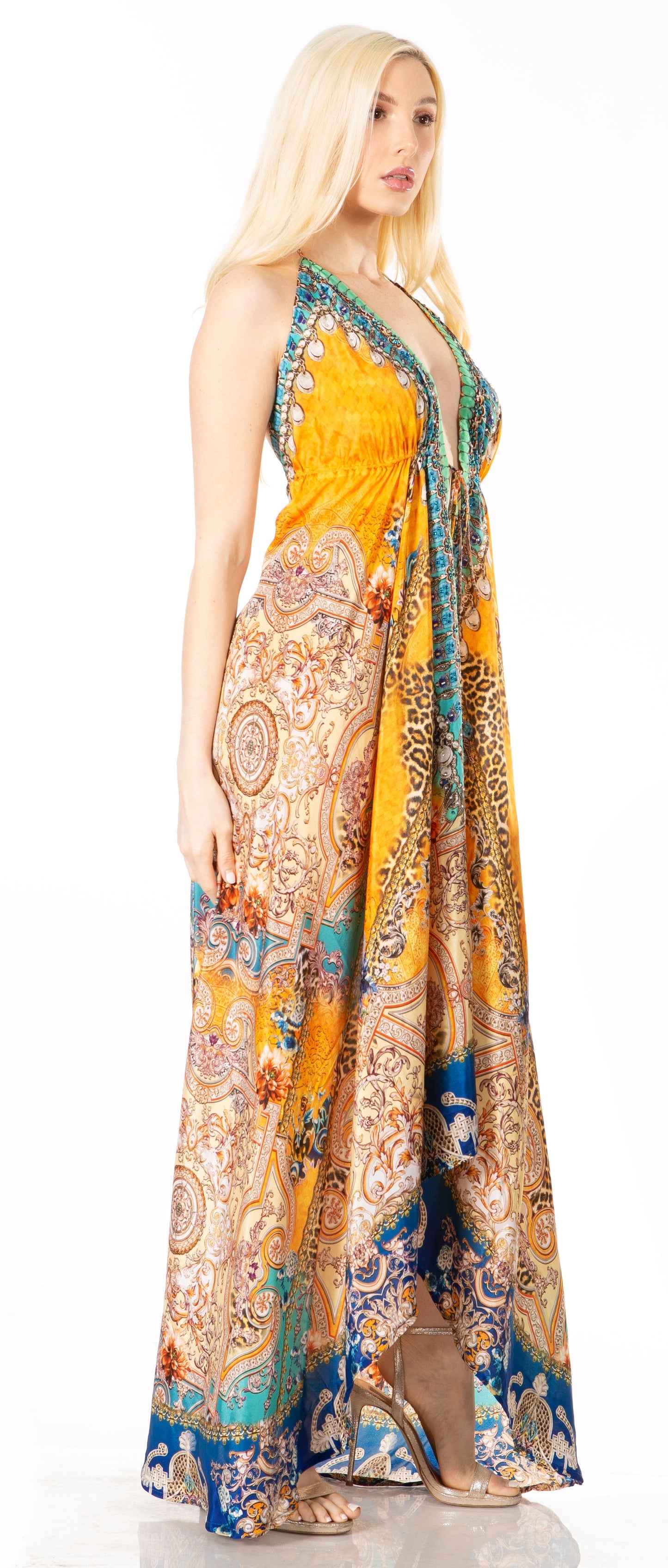 Sakkas Lizi 2 Women's High-Low Halter Maxi Dress for Beach and Vacation Parties