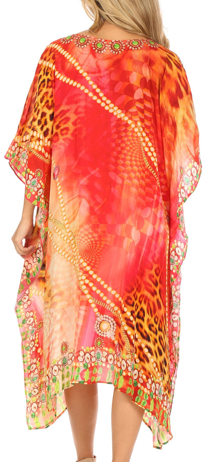 Sakkas MiuMiu Ligthweight Summer Printed Short Caftan Dress / Cover Up