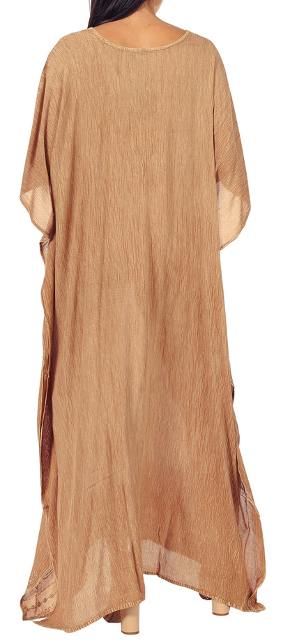 Sakkas Favi Womens Casual Long Maxi Dress Caftan Cover Up Loungewear in Rayon
