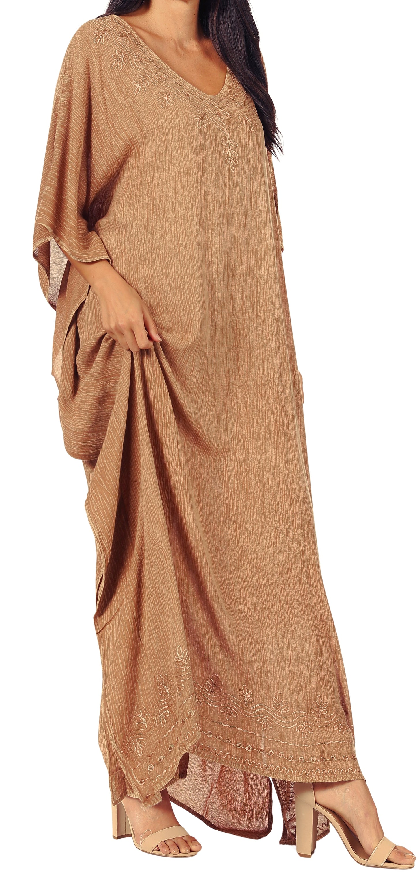 Sakkas Favi Womens Casual Long Maxi Dress Caftan Cover Up Loungewear in Rayon
