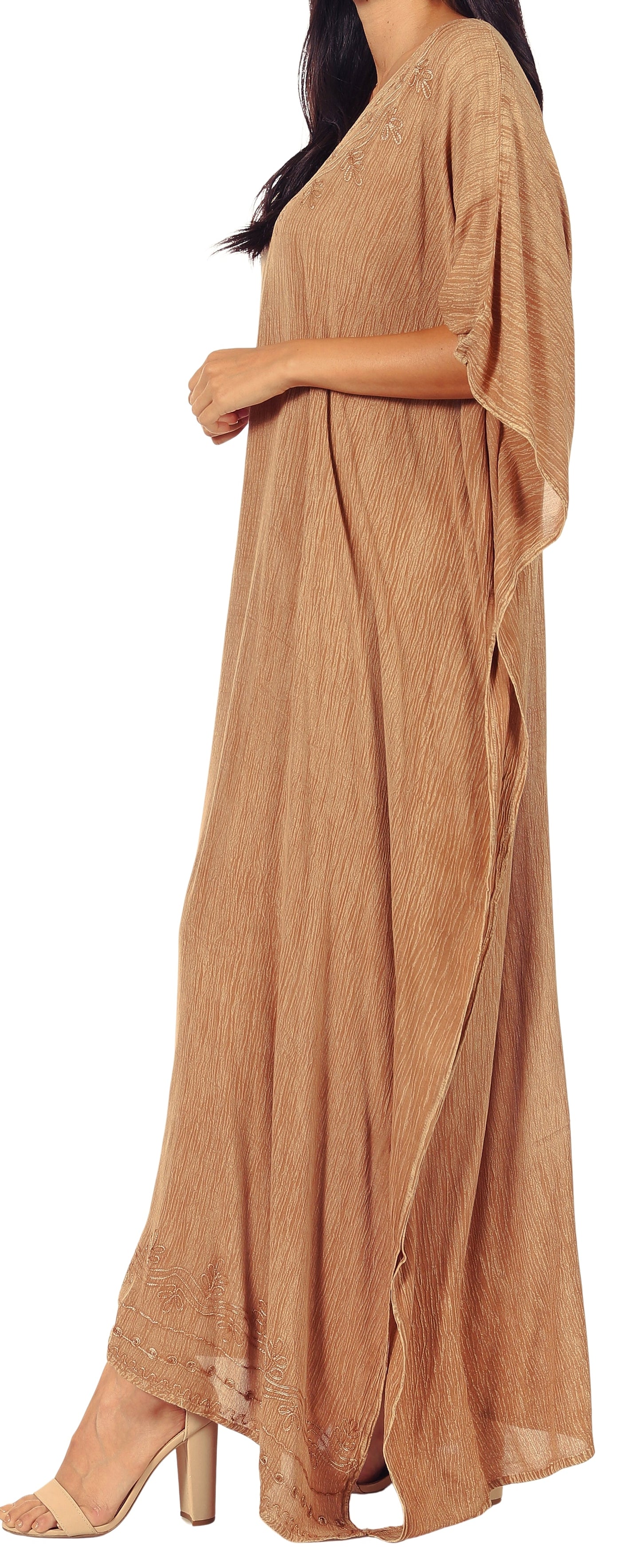 Sakkas Favi Womens Casual Long Maxi Dress Caftan Cover Up Loungewear in Rayon