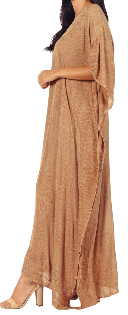 Sakkas Favi Womens Casual Long Maxi Dress Caftan Cover Up Loungewear in Rayon