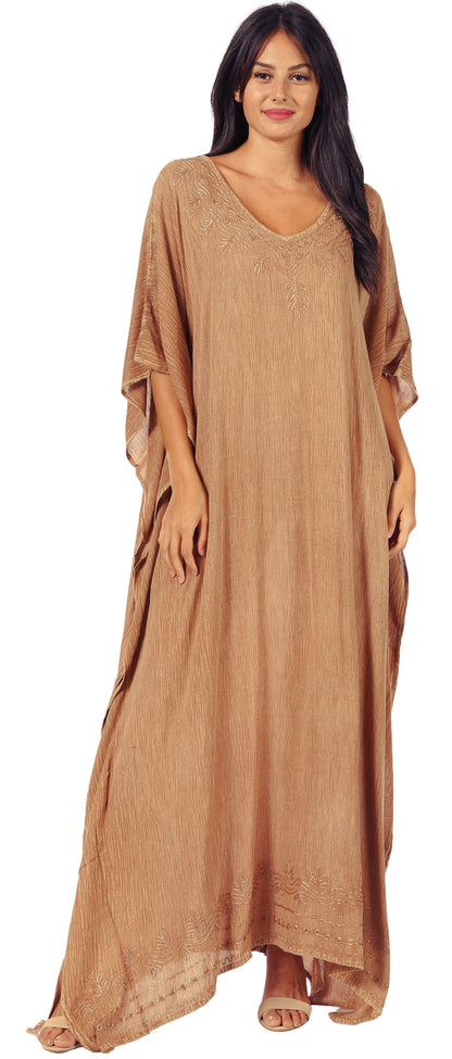 Sakkas Favi Womens Casual Long Maxi Dress Caftan Cover Up Loungewear in Rayon
