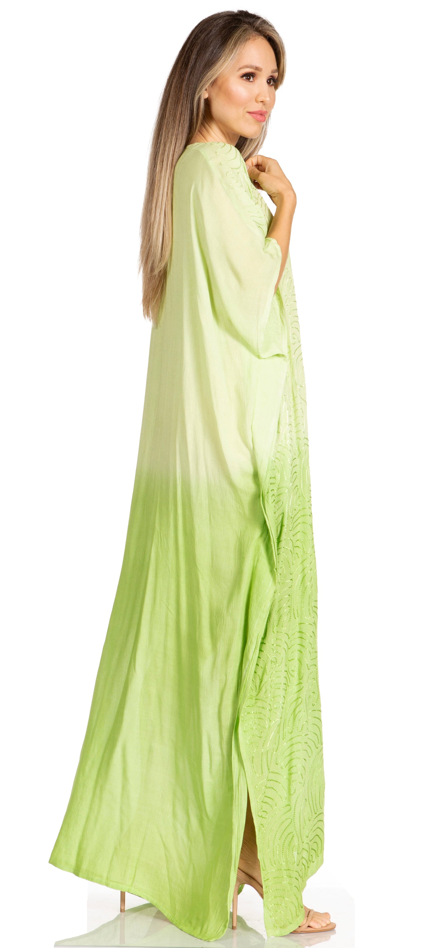 Sakkas Pilar Petite Women's Beach Maxi Caftan Dress in Short Sleeve Casual Style