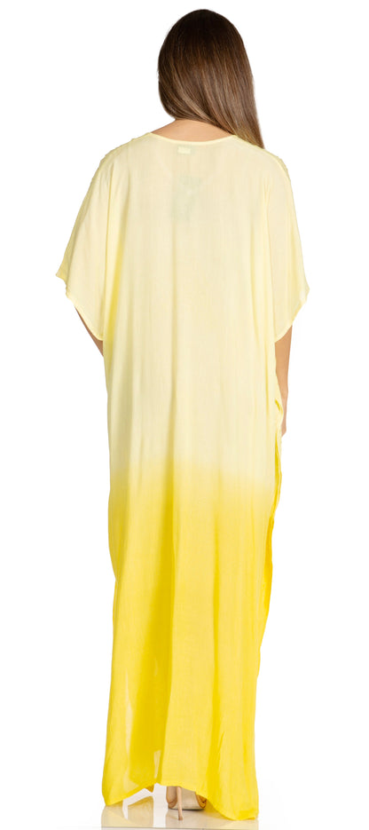 Sakkas Pilar Petite Women's Beach Maxi Caftan Dress in Short Sleeve Casual Style