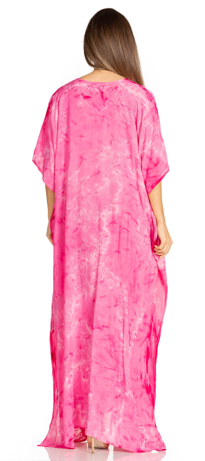 Sakkas Pilar Petite Women's Beach Maxi Caftan Dress in Short Sleeve Casual Style