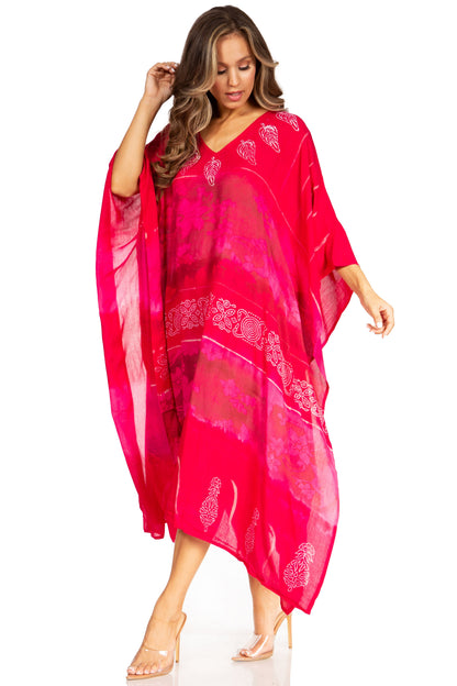 Sakkas Clementine Second Women's Tie Dye Caftan Dress/Cover Up Beach Kaftan Boho
