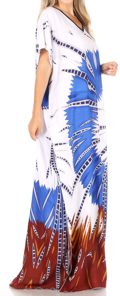 Sakkas Aggy Womens Dashiki African Print Caftan Dress Maxi Boho Hippie Colorful