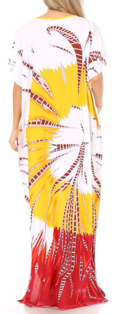 Sakkas Aggy Womens Dashiki African Print Caftan Dress Maxi Boho Hippie Colorful