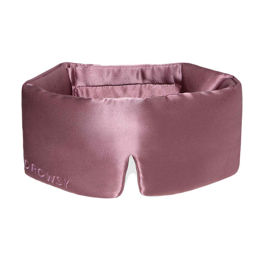 Photo of Luxury Damask Pink Drowsy Silk Sleep Mask on White Background