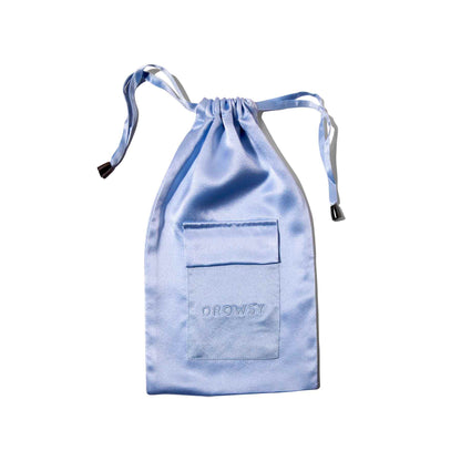 Drowsy Sleep Co. Baby Blue silk carry pouch for silk eye mask protection