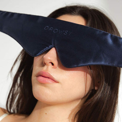 Drowsy Sleep Co. Featherweight Silk Eye Mask Midnight Blue