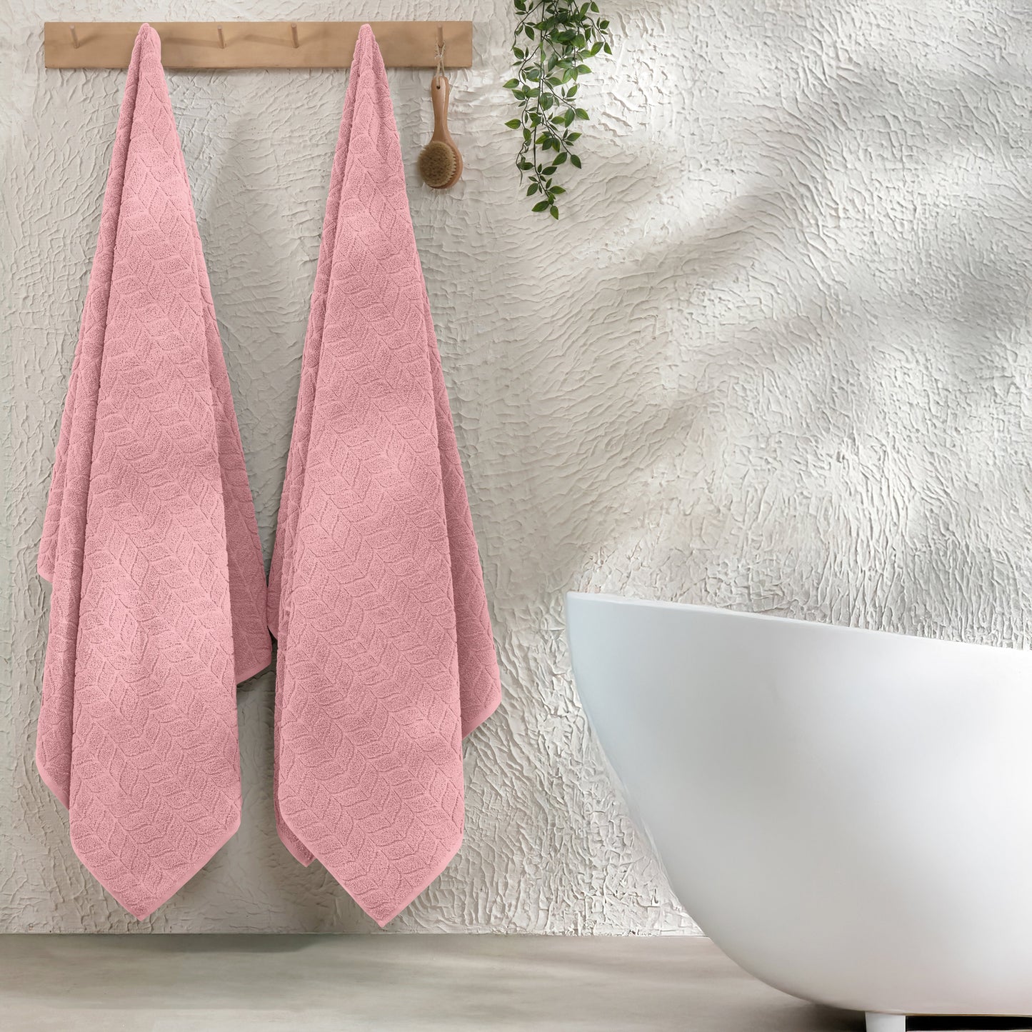 Elegant Comfort 2-Pack Premium Turkish Cotton Braided Bath Towel Set, 27 x 54 inch
