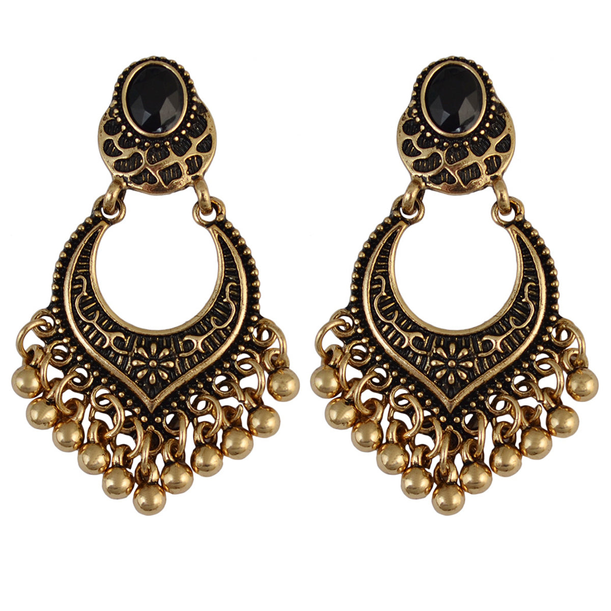 Goldtone & Black Resin Bell-Tassel Drop Earrings