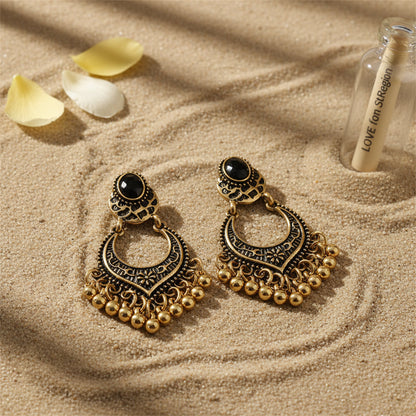 Goldtone & Black Resin Bell-Tassel Drop Earrings