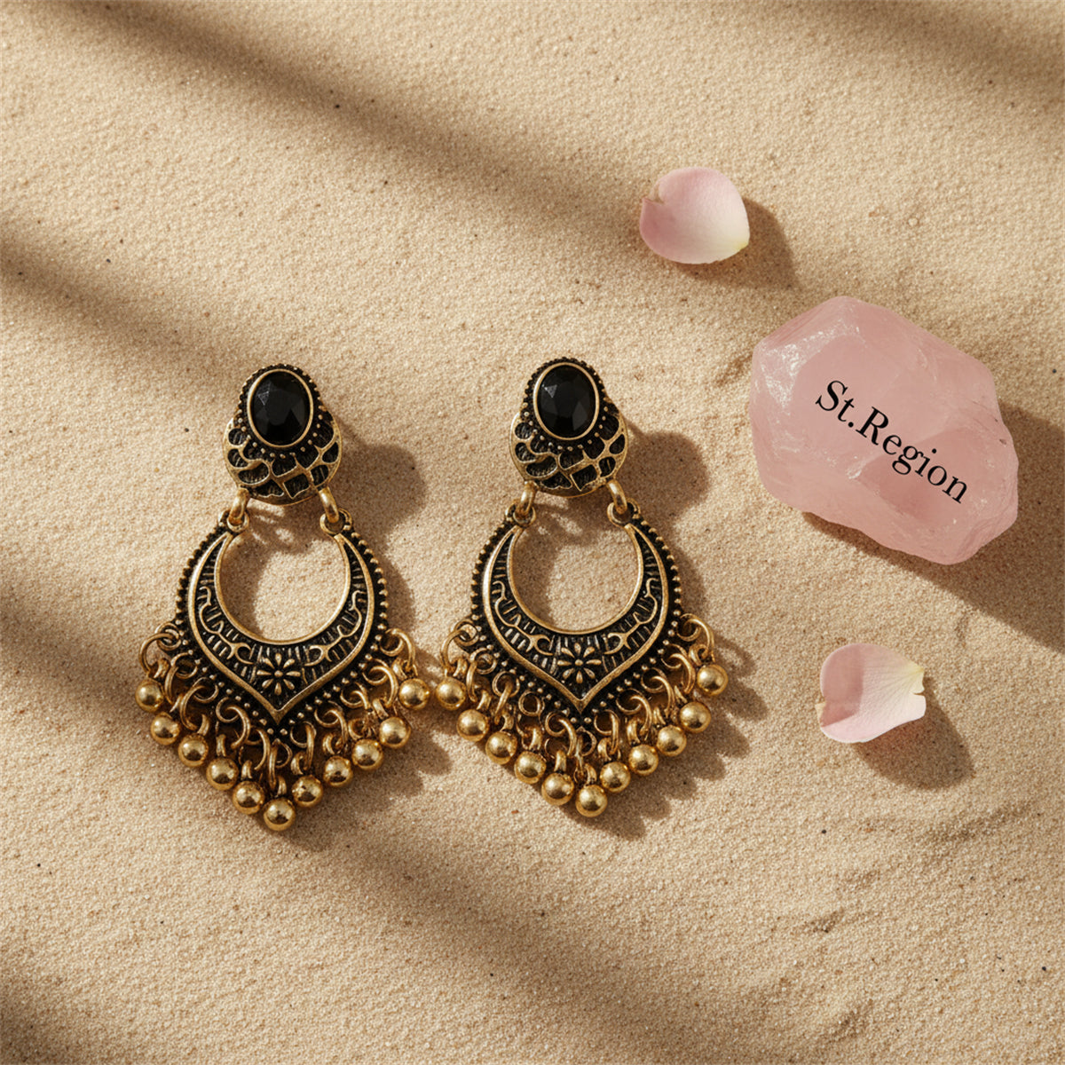 Goldtone & Black Resin Bell-Tassel Drop Earrings