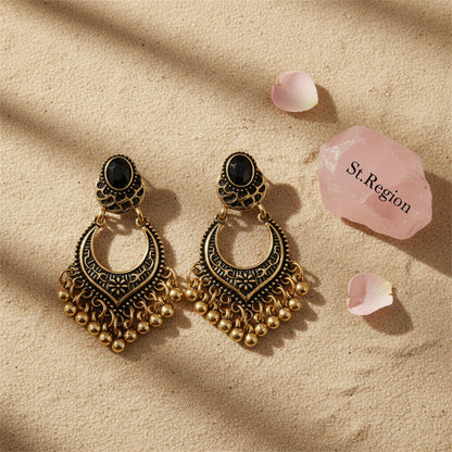 Goldtone & Black Resin Bell-Tassel Drop Earrings