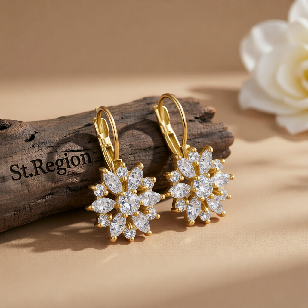 Crystal & Cubic Zirconia Goldtone Snowflake Drop Earrings