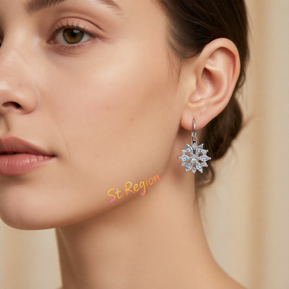 Crystal & Cubic Zirconia Silvertone Snowflake Drop Earrings
