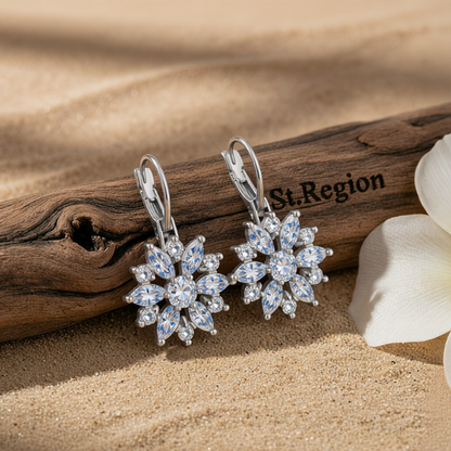 Crystal & Cubic Zirconia Silvertone Snowflake Drop Earrings
