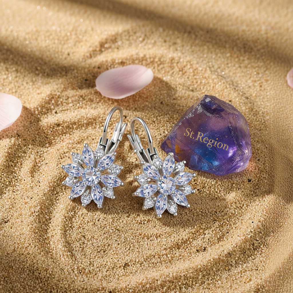 Crystal & Cubic Zirconia Silvertone Snowflake Drop Earrings