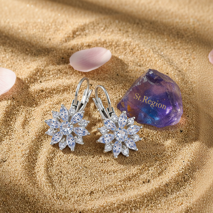 Crystal & Cubic Zirconia Silvertone Snowflake Drop Earrings
