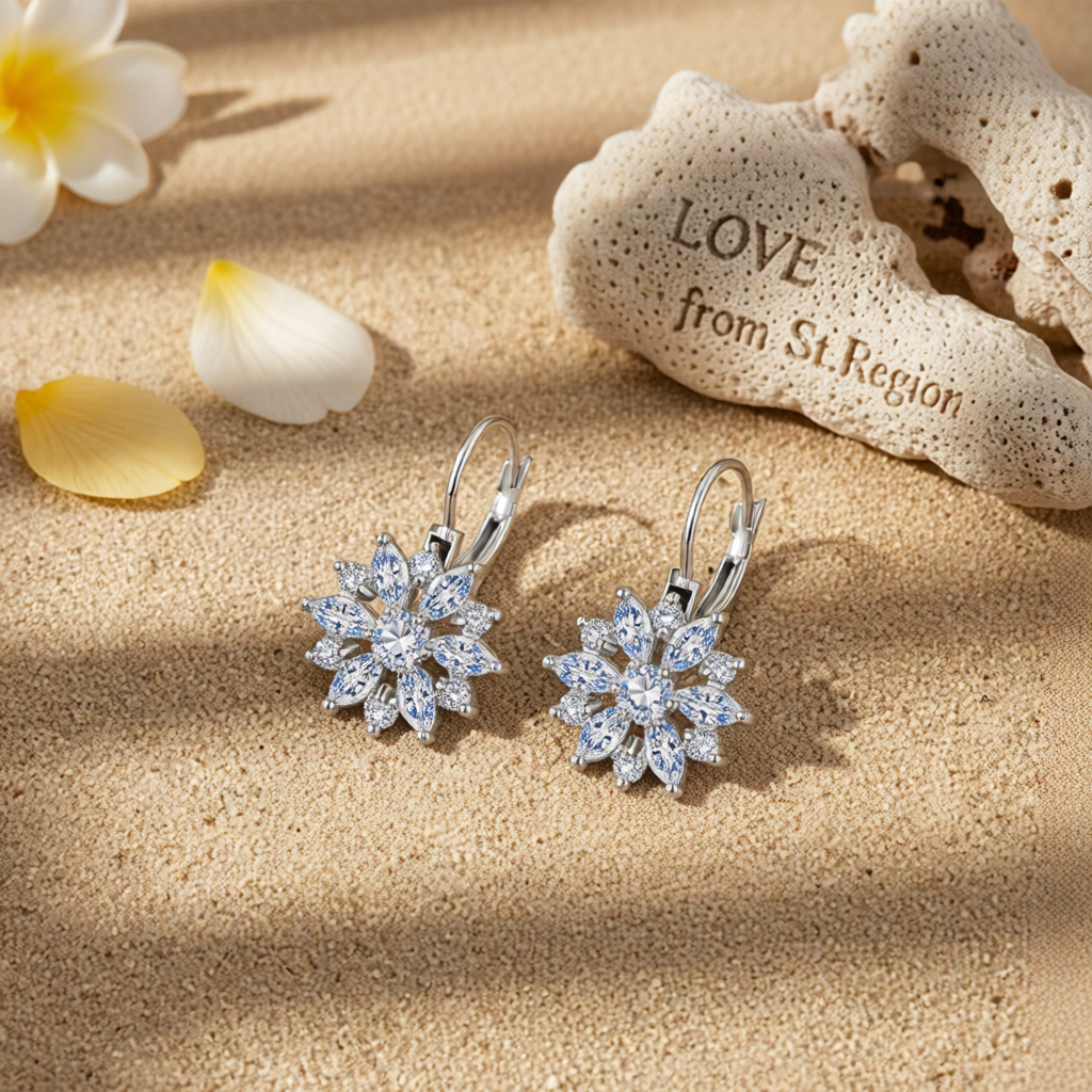 Crystal & Cubic Zirconia Silvertone Snowflake Drop Earrings