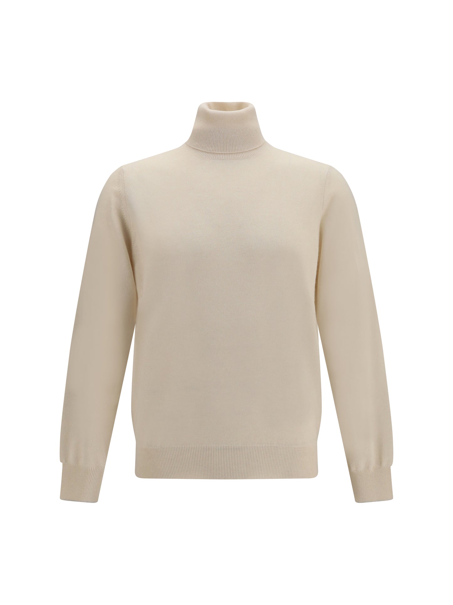 Turtleneck Cashmere Sweater Cream/Grey