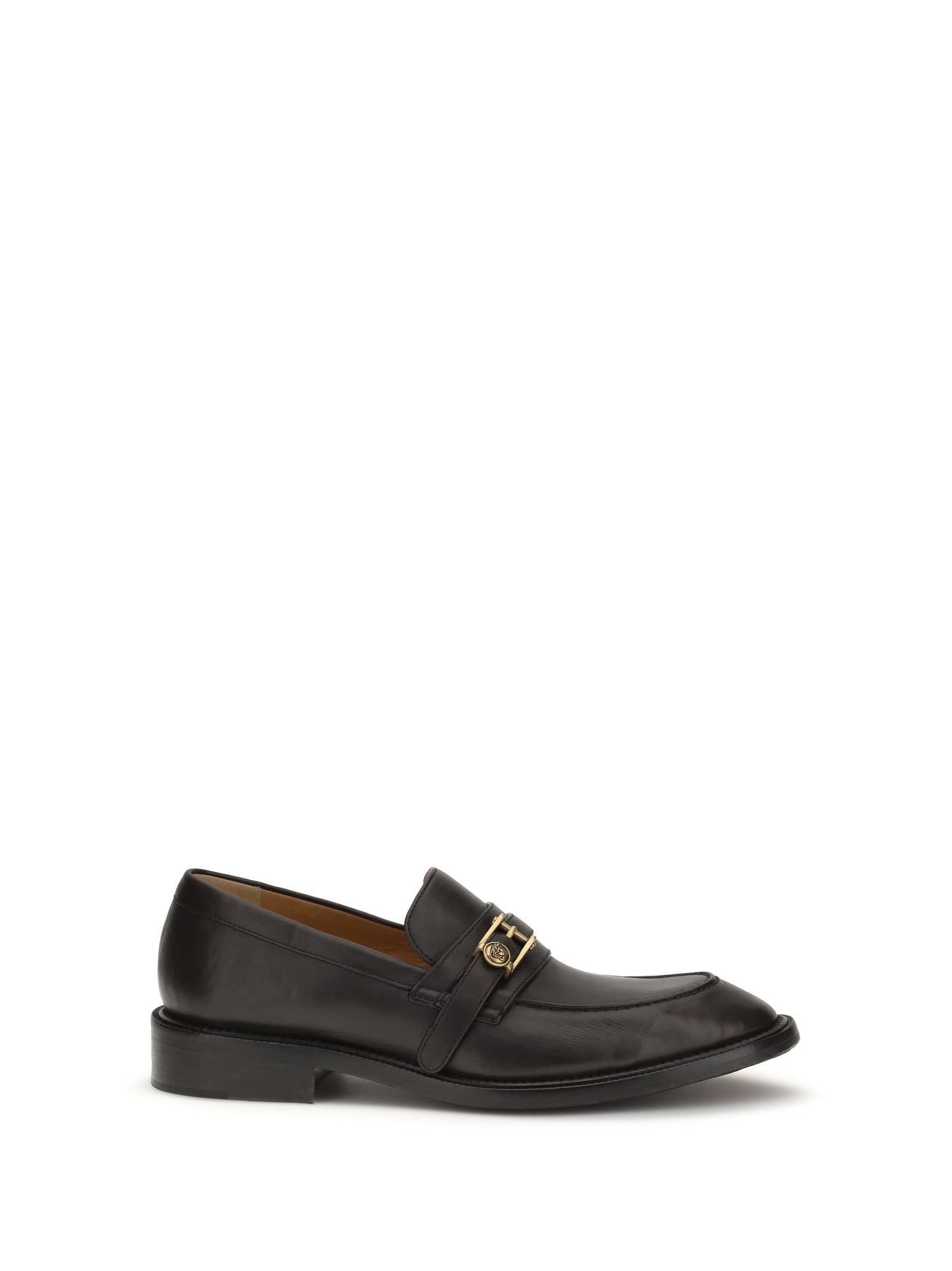Loafers With Medusa Detail, Ebony/Gold
