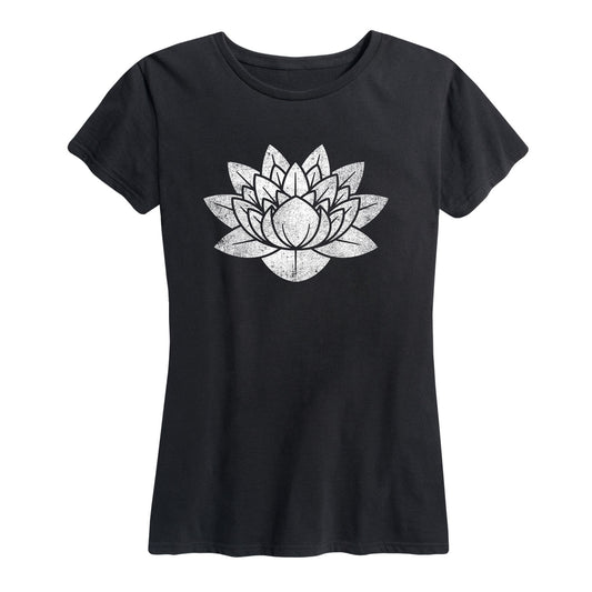 Instant Message - Lotus Flower Distressedessed - Women's Short Sleeve Graphic T-Shirt