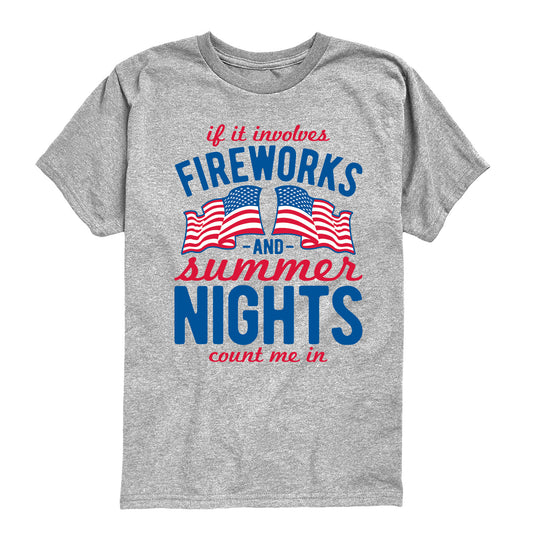 Instant Message - Fireworks and Summer Nights - Youth Boys Short Sleeve Graphic T-Shirt