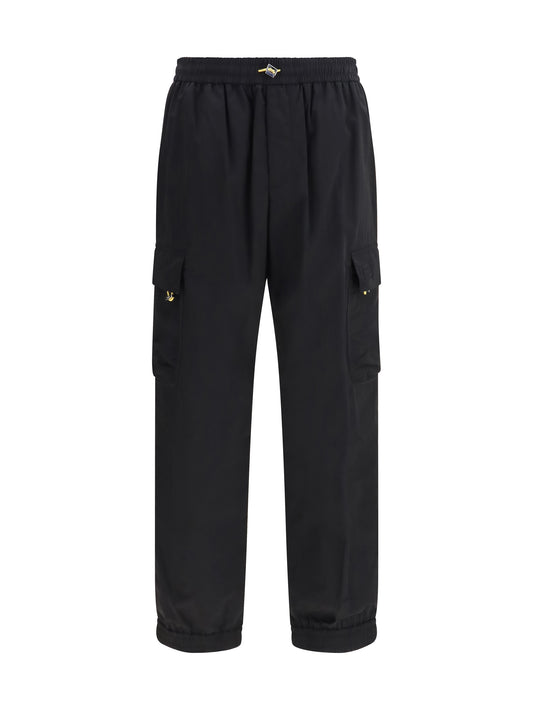 Gabardine Cargo Trousers Black