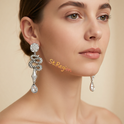 Cubic Zirconia & Silvertone Snake Ear Jackets