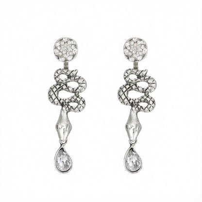 Cubic Zirconia & Silvertone Snake Ear Jackets