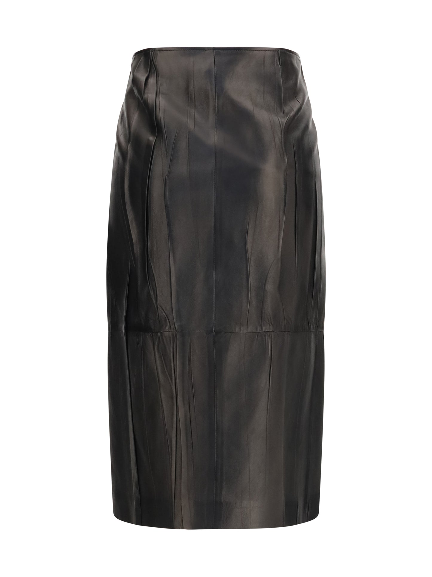 Midi Leather Skirt Black