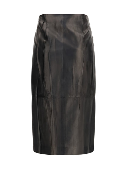 Midi Leather Skirt Black