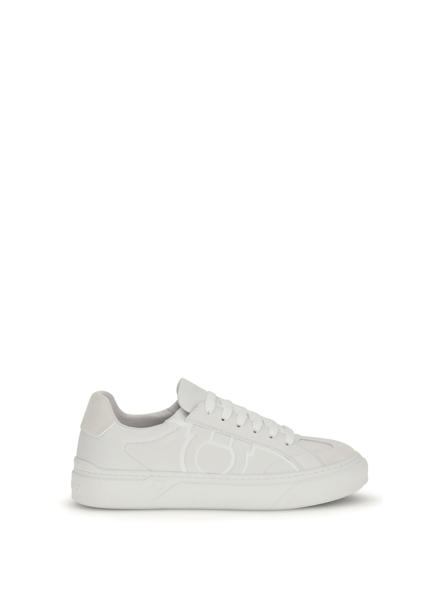 Sneakers Gancini White Calf Leather
