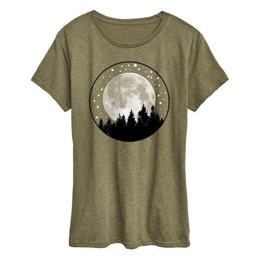 Instant Message - Full Moon Pine Trees- Women's Short Sleeve Graphic T-shirt