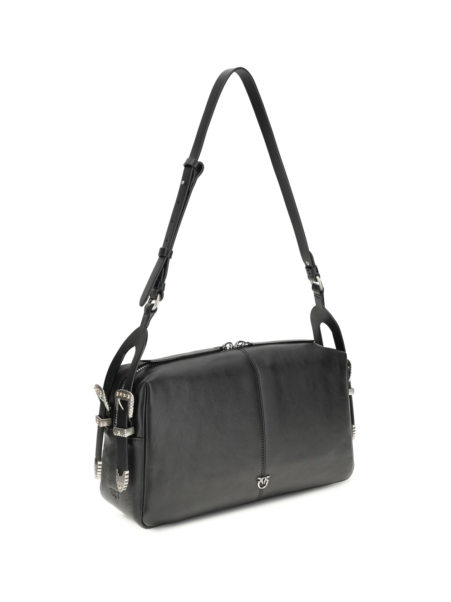Shoulder Bag Keeper Leather Black/Old Silver