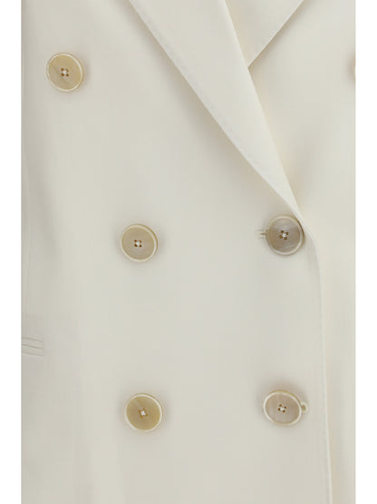 Jacket Double-Breasted Wool and Mohair White