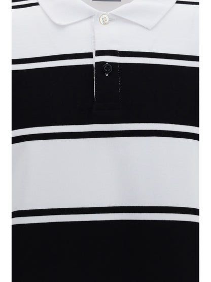 Polo Shirt Long-Sleeve Striped Black/White