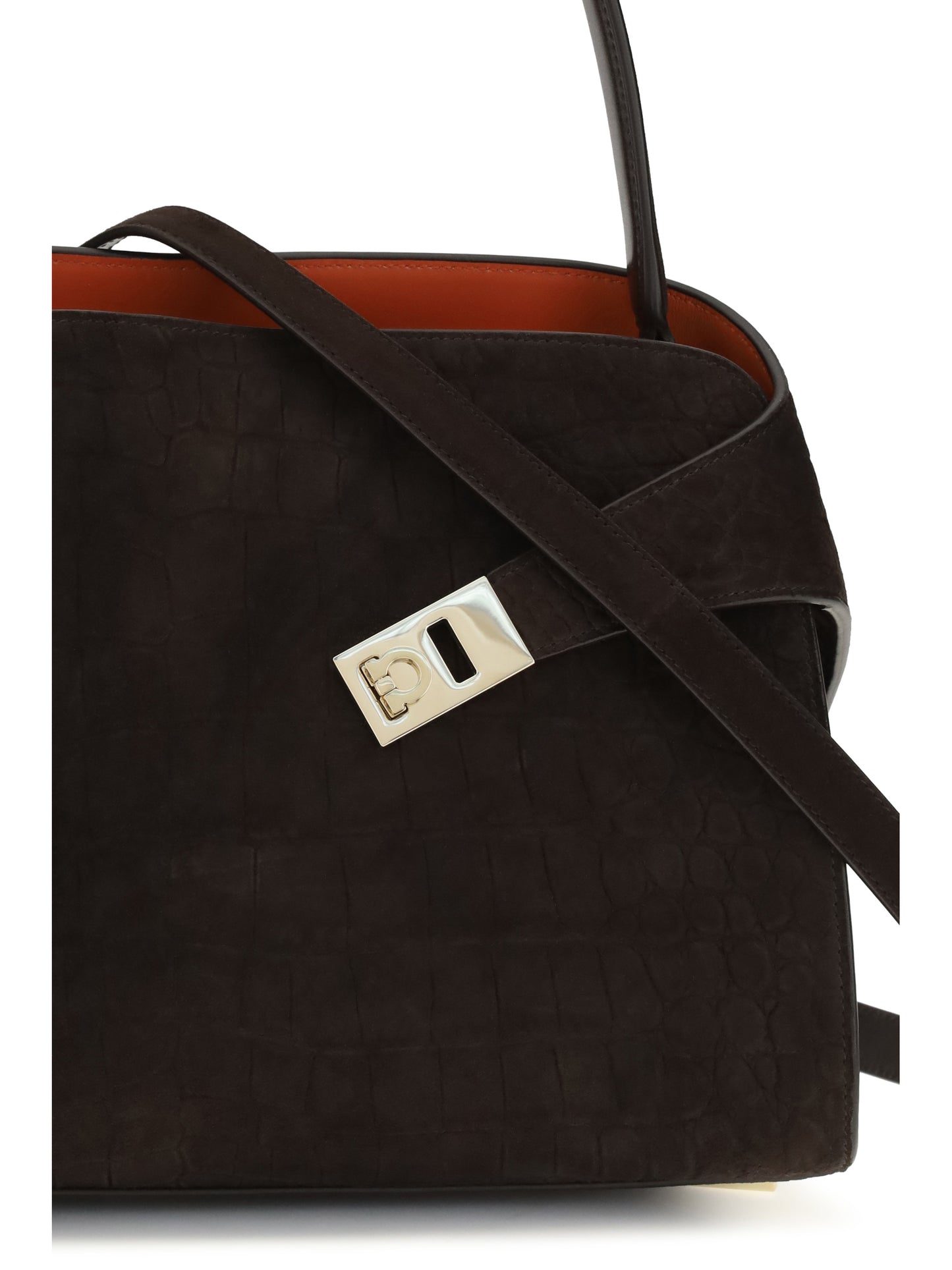 Shoulder Bag Hug Soft Dark Brown Suede