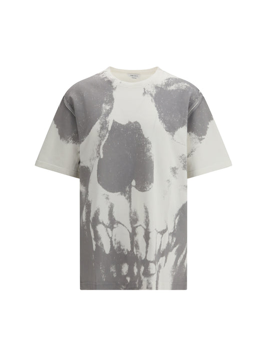 T-Shirt Skull Print White/Silver