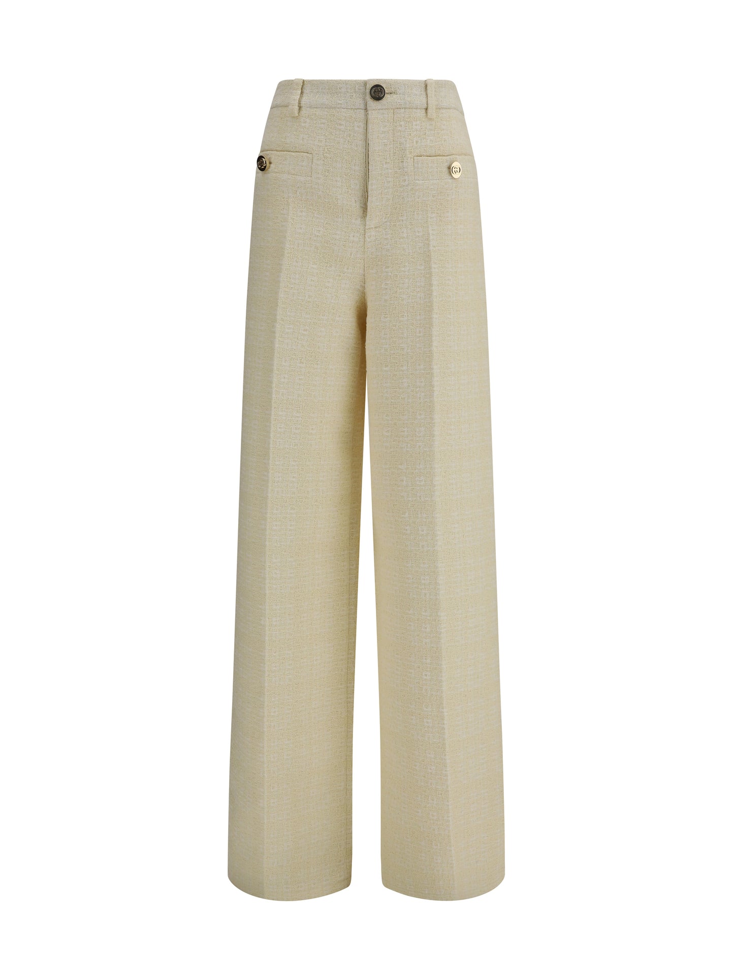 Trousers Cotton Tweed Beige/White