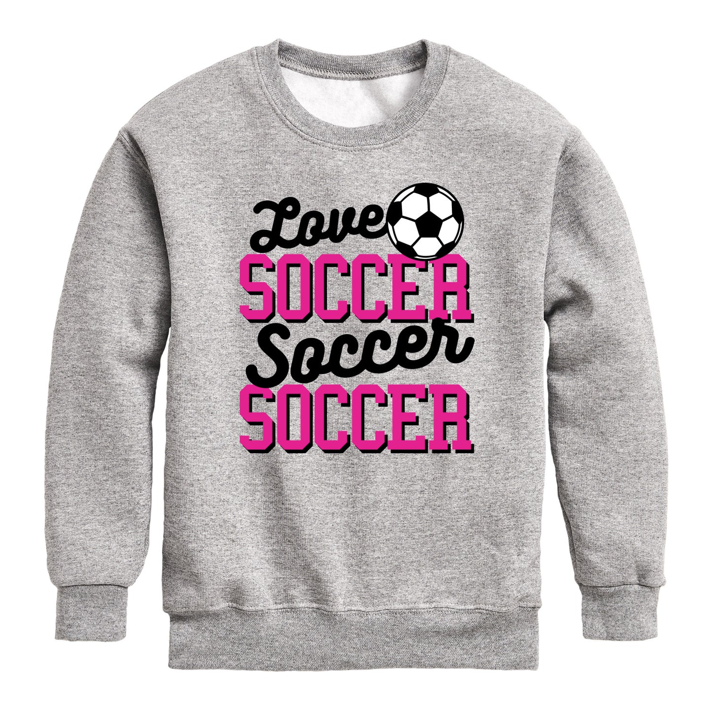 Instant Message - Love Soccer - Youth Boys Crew Fleece Sweatshirt