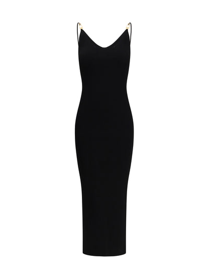 Slip Midi Dress Safety Pin Black
