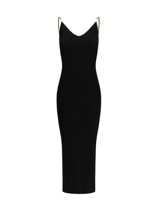 Slip Midi Dress Safety Pin Black