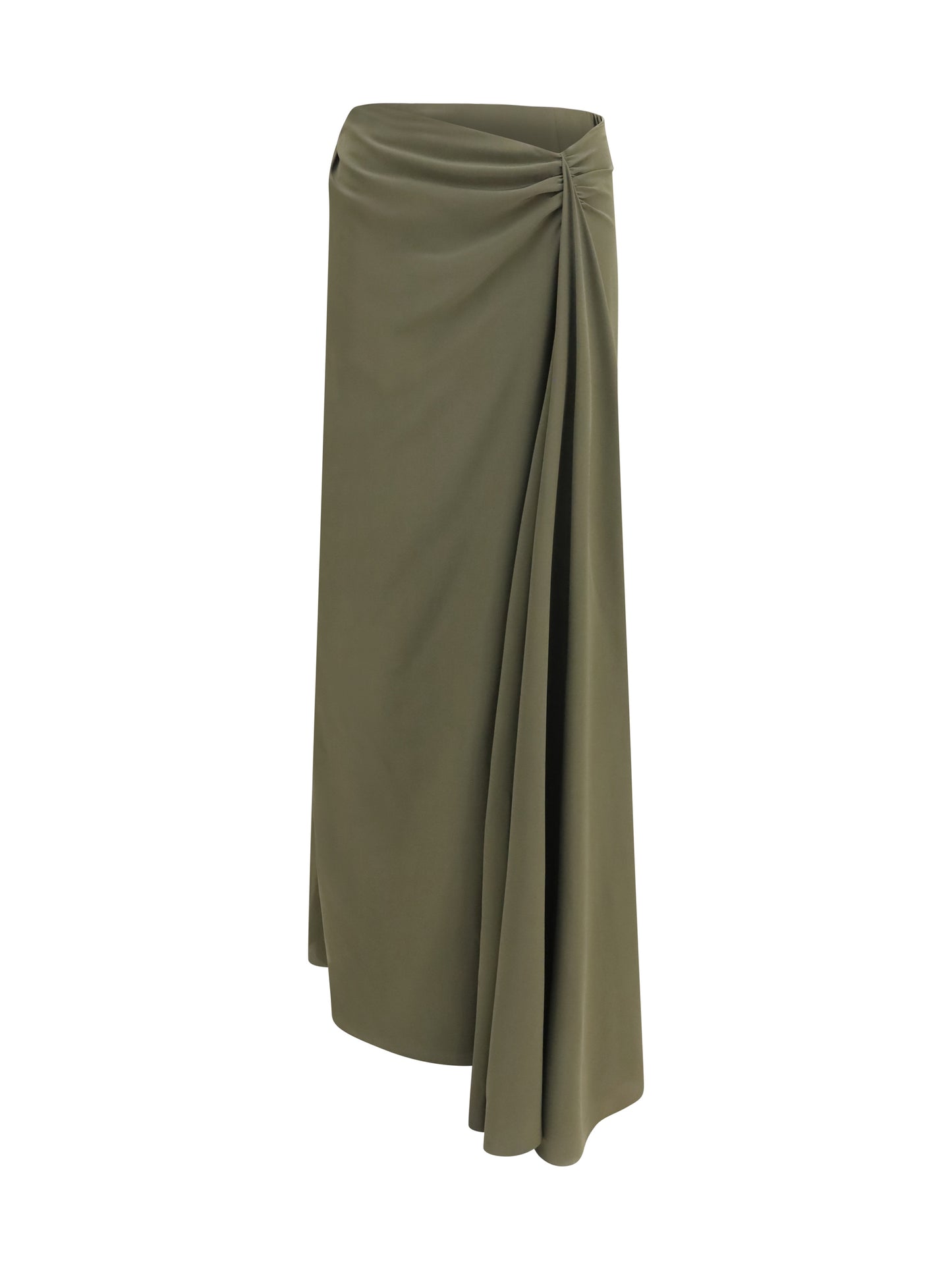 Skirt Draped Long Woodland Green Silk