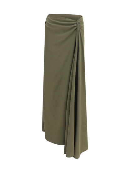 Skirt Draped Long Woodland Green Silk