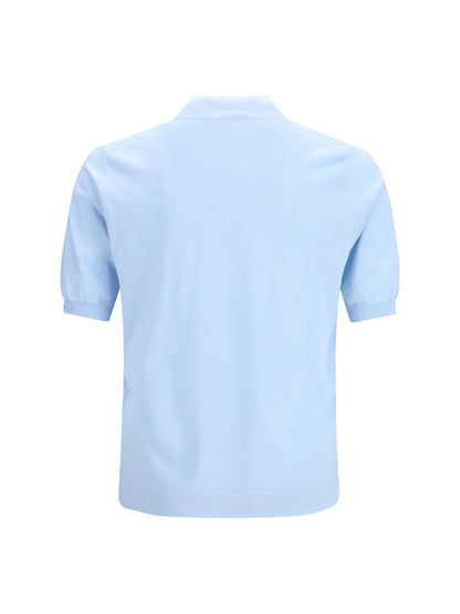 Short-Sleeve Cotton Sweater Sky Blue